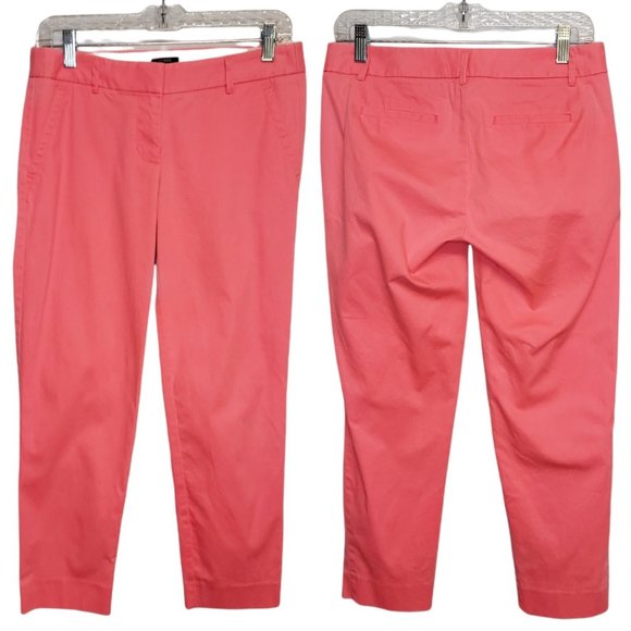 J Crew Stretchy Pink City Fit Skimmer Cropped Pants Womens 2